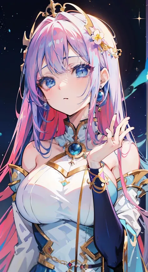 anime goddess, blue hair,blue eyes,Glaze-colored hair,Bright blue eyes,seductive anime girl, anime moe art style, beautiful attractive anime woman, Nightcore, beautiful anime girl, beautiful anime woman, ((beautiful fantasy empress)), goddess of heaven, ga...