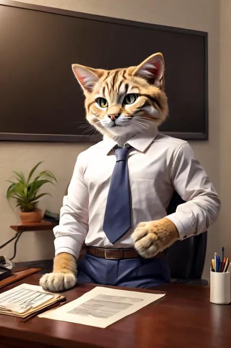 Draw an accountant'cat,In office clothes