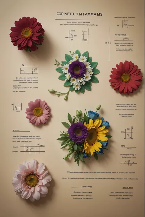 Flowers composed of physical and mathematical formulas