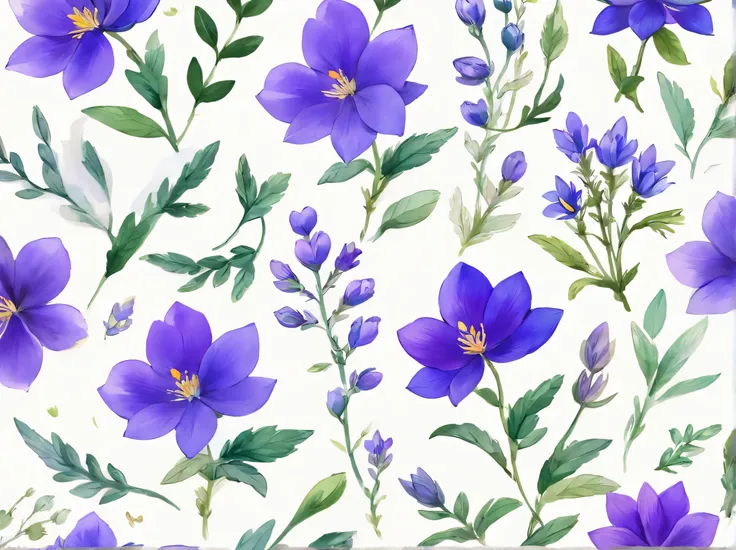 a close up of a bunch of flowers on a white surface, garden flowers pattern, lavender, floral pattern, lavender flowers, seamless pattern design, blue and purple plants, lavender plants, indigo blooming flowers garden, herbs and flowers, botanical backgrou...