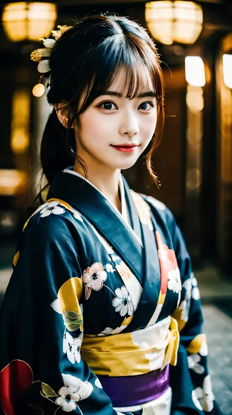 (masterpiece, shape, highest quality:1.2), get used to it, Complex, 8k, HDR, cinematic lighting, sharp focus, photograph, wearing a kimono, girl in her 20s, in love, black hair, Meiji period