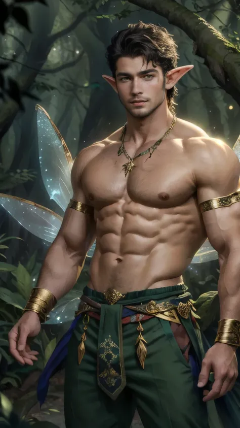 ((best quality)), ((masterpiece)), (detailed), perfect face,Male Body,Perfect Body,Body,Sixpack,perfect Abs,Whole Body,Male face,Whole Body,King,Golden outfits,black hair,shirtless,handsome,arms muscle,Using power,green eyes,powerful man, Golden loincloth,...