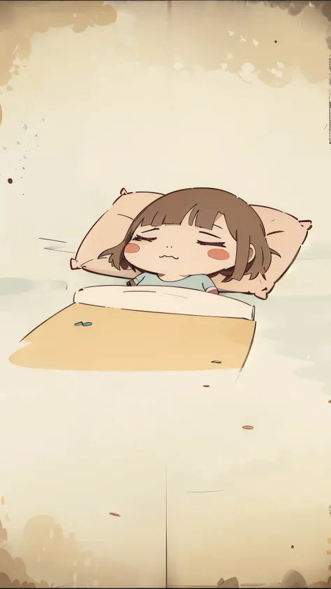 cartoon of a girl sleep in a floor with a pillow, daily, beast, floor, sleep, anime yulu camp, Ren Iwakura, Yuru Yuri, I slept in sections last night, Spirited Away! Fujisaki, lying in floor, laying in floor, in anime, , stand up