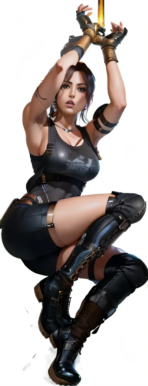 (best quality,4k,high resolution,masterpiece:1.2),Super detailed,(actual:1.37),black top,black boots,sword,Miss,Something,Charming Jill Valentine,biohazard inspired,2b,2b,metal gear solid tranquility,delicate eyes,lips,laura croft,Pixar-like rendering,Chlo...