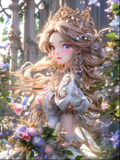 Secret garden, noble lady, paradise, heroine, game character, tender, gorgeous colors, unrealistic, insanely detailed, (((masterpiece))), best quality, 8k, ultra high res, (((Anatomy-based character design)), by BoochaN