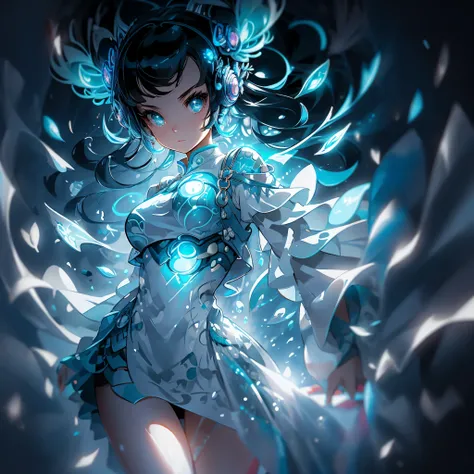 Picture a girl with an aqua eye that sparkles like the ocean, absorbing the reflection of light and casting an alluring drop shadow beneath her. Her anime-style features embody the perfect embodiment of a Pixar character, existing in the ultra-high definit...