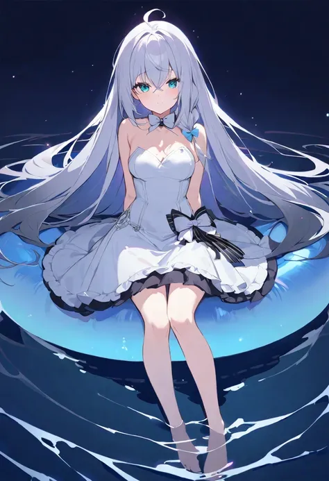 Shirakami Fubuki/(Holographic live broadcast/), Lilac gradient hair,asymmetrical hair,（（Hair is very thick 1.8，Hair is well-defined1.6））， hair past shoulders, messy hair, very long hair, shiny hair，(long gray hair:1.2),a beautiful girl，（Luxurious Platinum ...