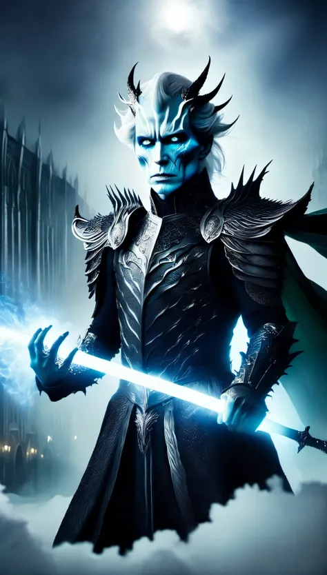 aerial photography，role conception，portrait，The appearance of the Night King is full of mystery、Cold and strong sense of power，The appearance of the Night King is very unique。His face is like a withered bone，Gives people a dead and cold feeling。His figure ...