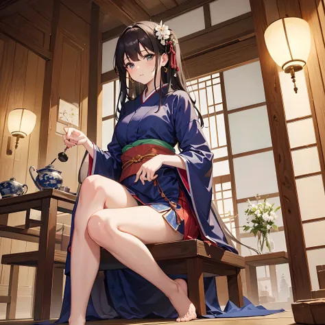 masterpiece,best quality,ultra detailed,high resolution,8k,cinematic lighting,super detailed skin,highly detailed background,elaborately designed clothes,japanese,cute,kawaii,smaller face, teenage,small breasts,A serene and inviting scene featuring a beaut...