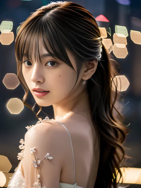 High resolution, RAW photo, realistic, very delicate and beautiful, very detailed, finely, very detailed CG Unity 8K 壁紙, super detailed, (highest quality, 8k, 32K, masterpiece, Hmm:1.2), Photos of beautiful Japanese models in their 20s, blurry night view,