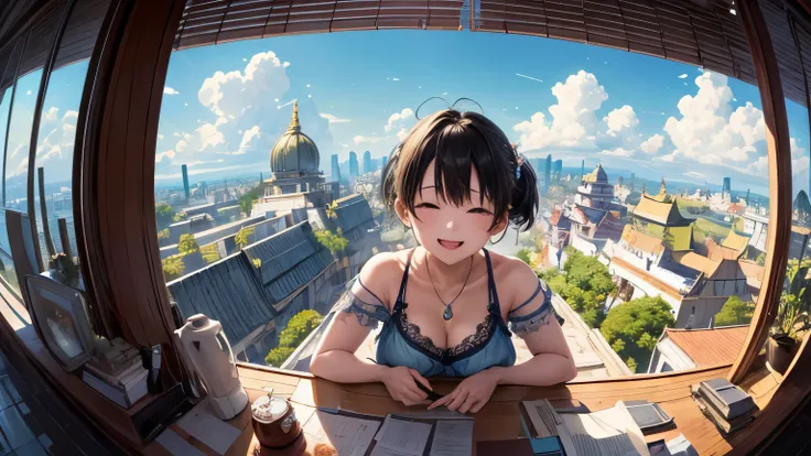 big breasts、absurd、High resolution、super detailed、(1 girl:1.3)、
break
、complex architecture、lush garden、Design a beautiful temple landscape with peace and spirituality。。
、Designing images using the fisheye effect、Capture a wide field of view with a unique ...