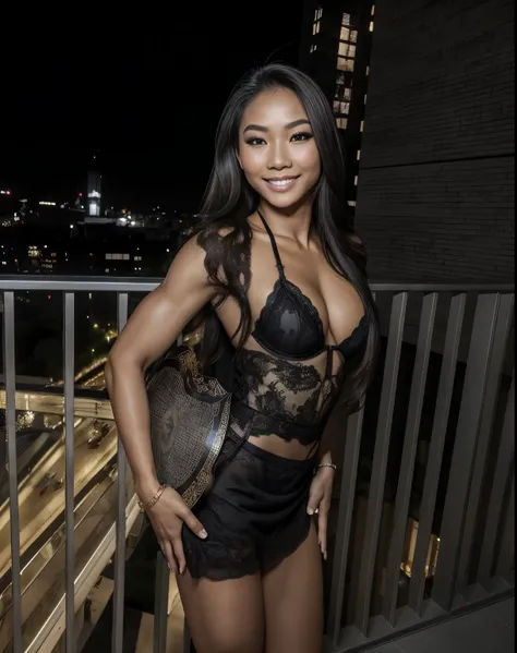 Young Thai woman, Fit physique, fitness physique, portant de la lingerie noire sexy, watch on the canapé, les jambes ouvertes, corps sexy, (8K), (best quality), (chef-d&#39;artwork:1.3), (realistic), (Photorealistic:1.34), ultra-detailed, [Beautiful detail...