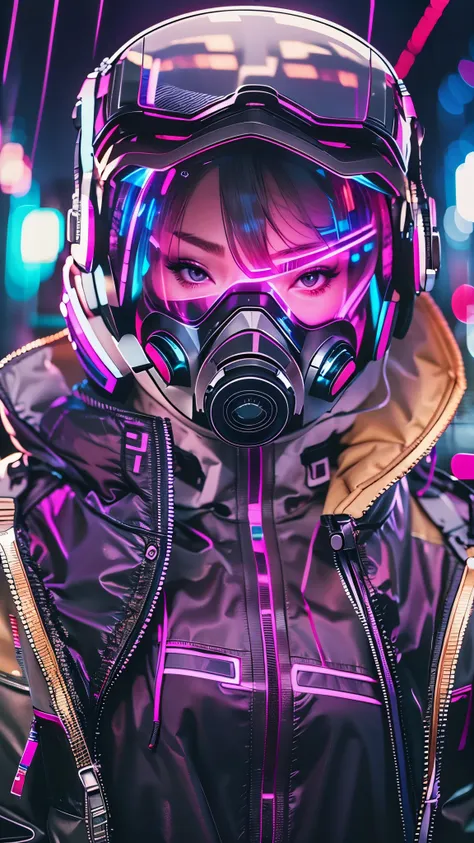 (good structure),high dynamic range,ultra high definition,8k,1 girl,cyberpunk protective clothing,cyberpunk gas mask,cyberpunk p...