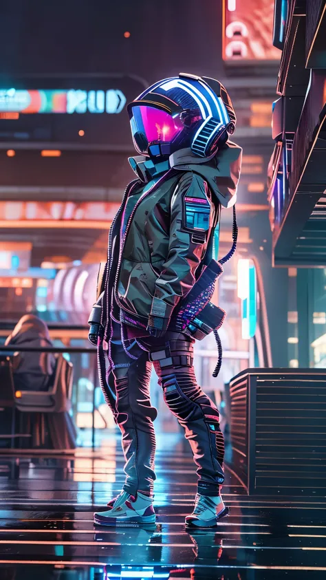(good structure),high dynamic range,ultra high definition,8k,1 girl,cyberpunk protective clothing,cyberpunk gas mask,cyberpunk protective helmet,A glowing helmet,neon lights,neon color,ground vehicle,helmet,night,Mask screen reflections,Oblique side close-...
