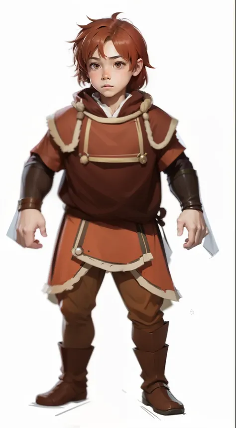 a cartoon of a young kid in a brown and red outfit, new costume concept design, concept art of a monk, full body character concept, rpg character, full body concept, character concept, full body character, clear outfit design, concept character, dnd charac...