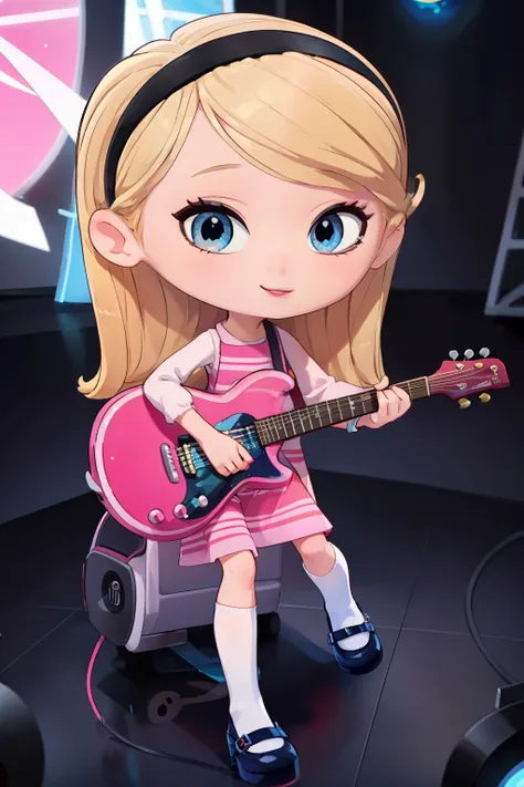 ((masterpiece, best quality)),1girl, solo,, penny peterson, long blonde hair, hairband, pink dress, blue eyes, red lips, mary ja...