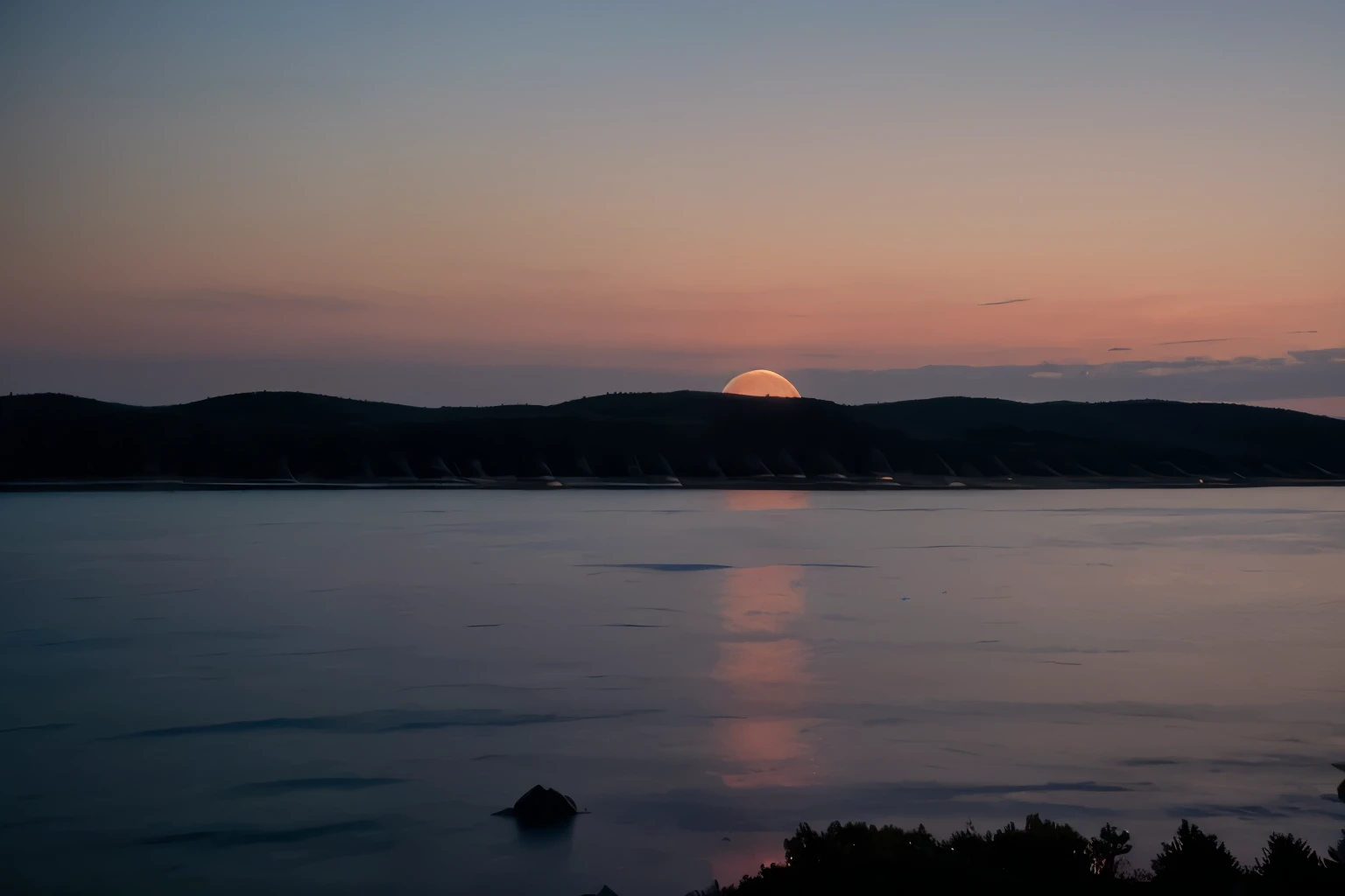 Ethereal moonrise: The moon slowly making its appearance.