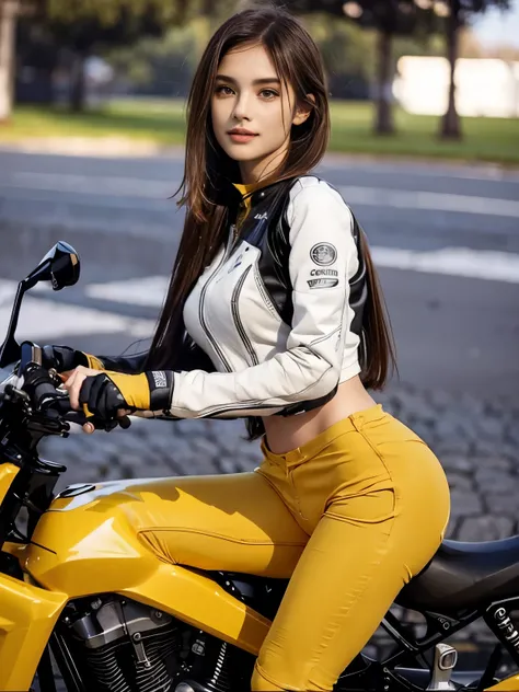  (realistic:1.5), 8k, Super delicate beauty, 1 girl, intricate motorcycle details, (short: 1.3), (highest quality: 1.0), (Super high sharpness: 1.0),（Beautiful and delicate depiction of eyes）,((((riding a motorcycle)))),unreal engine:1.4, photorealistic:1....