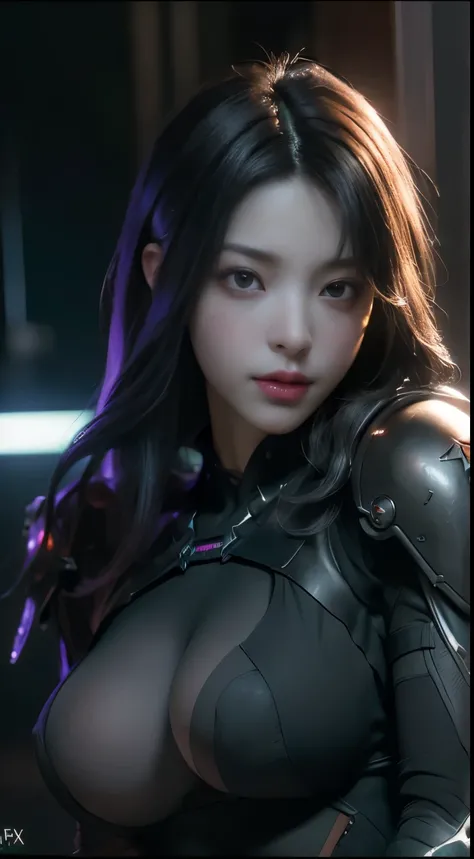 Realistic: 1.4, photography, Dark shadow Cyberpunk, masterpiece (Best Quality), ((Masterpiece), (Detail: 1.4), 3D, A Beautiful Cyberpunk Woman, HDR (High Dynamic Range), Ray Tracing, NVIDIA RTX, Super-Resolution, Unreal 5, Subsurface Scattering, PBR Textur...