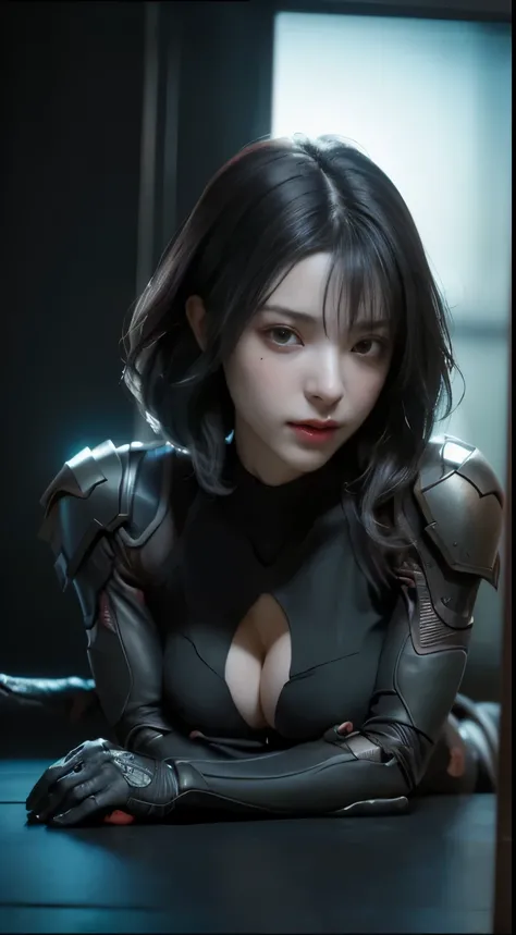 Realistic: 1.4, photography, Dark shadow Cyberpunk, masterpiece (Best Quality), ((Masterpiece), (Detail: 1.4), 3D, A Beautiful Cyberpunk Woman, HDR (High Dynamic Range), Ray Tracing, NVIDIA RTX, Super-Resolution, Unreal 5, Subsurface Scattering, PBR Textur...