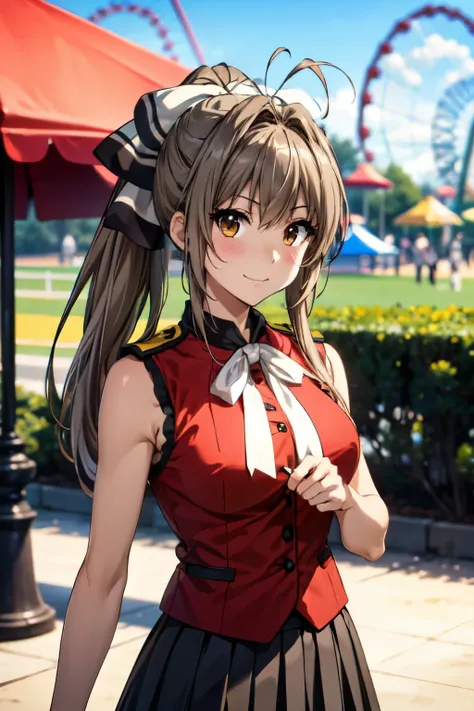 (anime style),1 girl, alone, masterpiece, highest quality, amagi brilliant park, sento isuzu, brown eyes, brown hair, long hair,...