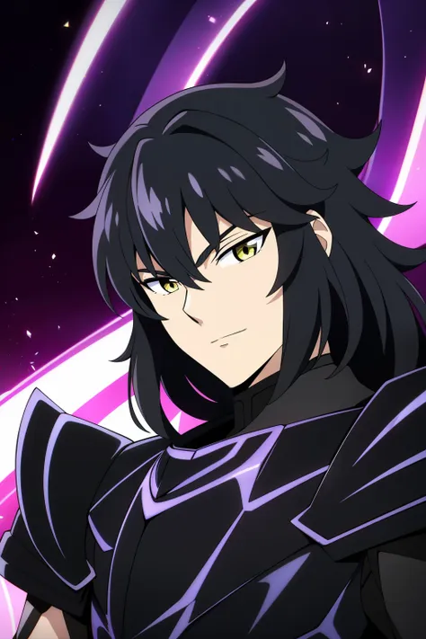 (high-quality, breathtaking),(expressive eyes, perfect face), 1boy, male, solo, half body, armor, dark onyx purple armor, saint ...