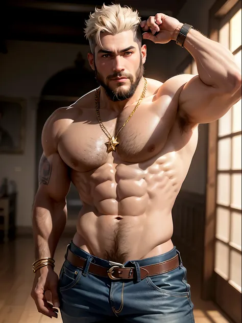 ((Mejor calidad)), ((Obra maestra)), (detallado), priapus, 1 chico, cuerpo musculoso y delgado, sala del templo griego, Renacimiento, pelo negro corto, hermoso rostro masculino, peludo, barba, detallado eyes, muscular chest, (cintura estrecha), pecho pelud...