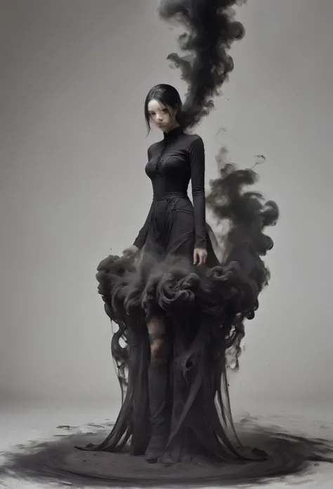 bailing_darkness，a girl made of black smoke，1girl