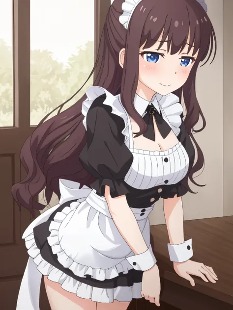 highest quality、alone、hifumi:1.5、sexyなhifumi,goth style、white maid outfit、victorian maid clothes、sexy、front view、are standing