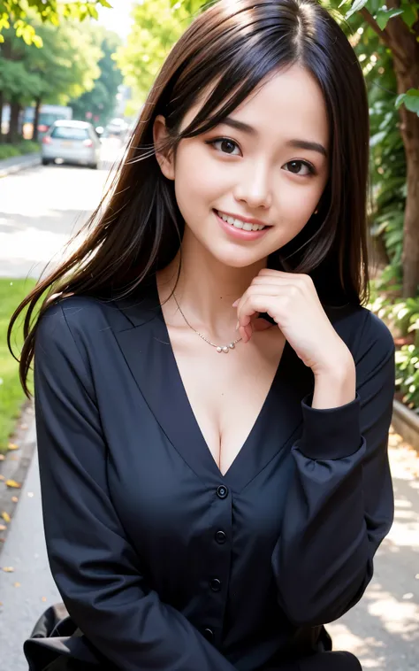 highest quality, figure, super detailed, finely, High resolution, 8k wallpaper, 完璧なダイナミックな構figure, beautiful skin, (big eyes), 20 year old beautiful girl, natural color lip, (sexy pose), mid chest, smile, Highly detailed face and skin texture, Detailed eye...