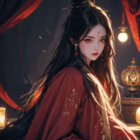 (extremely detailed 8K wallpaper),(ultra-detailed),(best quality),(masterpiece),(highly detailed),(cinematic lighting),(Original),Cold ligh，moody,(Chinese elaborate-style painting ),ink style,32K depth of field,1girl,(loli),solo,((beautiful girl)),((busts)...