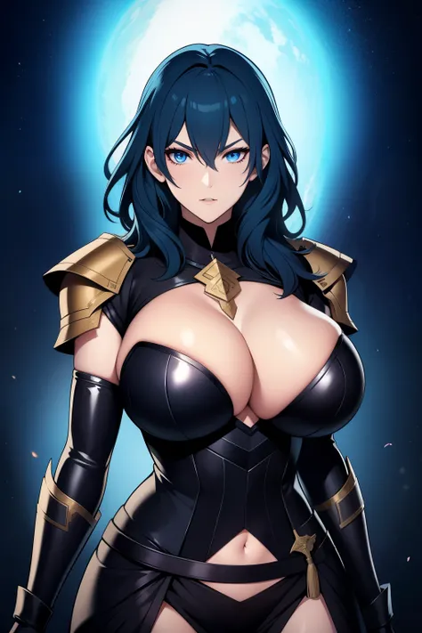 An anime-style artwork depicting Byleth from the game Fire Emblem: Three Houses.

Tags: Byleth, protagonist, anime, detailed eyes, detailed lips, blue hair, mercenary attire, sword-wielding, serious expression, intense gaze, glowing emblem on hand, dynamic...