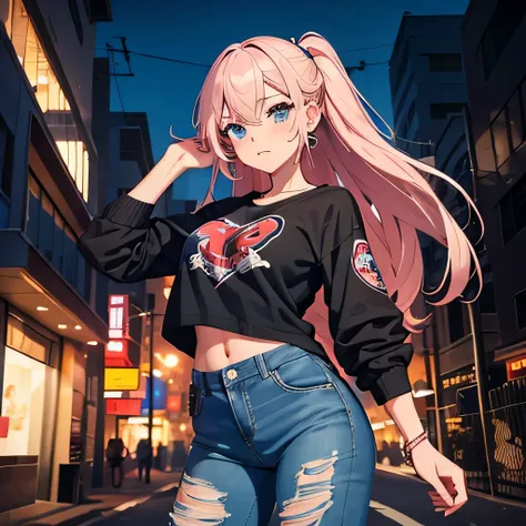 Anime girl with paint splatters on her shirt and jeans, artgerm and Ross Droz, Ross Droz cartoon vibrant, Fan art of urban girls, :: Ross Droz, art germ style, Style Art Germ, inspired by Ross Droz, anime style 4k, Ross Droz sakimimichan, art germ style