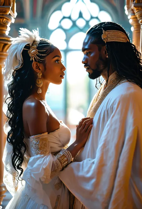 Romance in a heavenly palace, le titre est Soulmate, un couple de juge noir de peau dans un tribunal céleste, le juge a des cheveux blancs, la juge est africaine indienne, elle est (((enceinte))) avec des longs cheveux noirs, il a (((des longs cheveux blan...