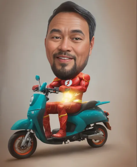 portrait of an man, wearing a flash costume dan mengendarai motor, superhero, caricature illustration, in cartoon style, caricature style, portrait, realistic cartoon, cartoon art, an Indonesian portrait, caricature, digital art cartoon, portrait, cartoon ...