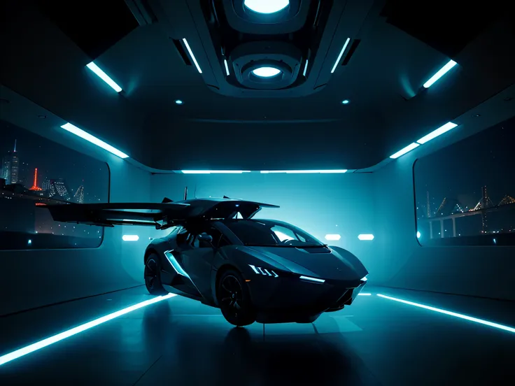 Generate an image of a futuristic and innovative mode of transportation in a futuristic setting, with a beautiful woman presenting or piloting it. The transportation should be visually stunning and aesthetically pleasing, embodying cutting-edge design and ...