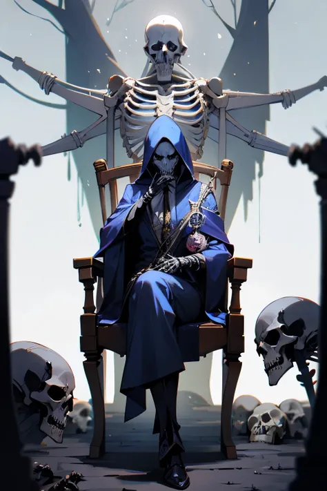 Skeleton, Lich, Wizard, Undead, Sit