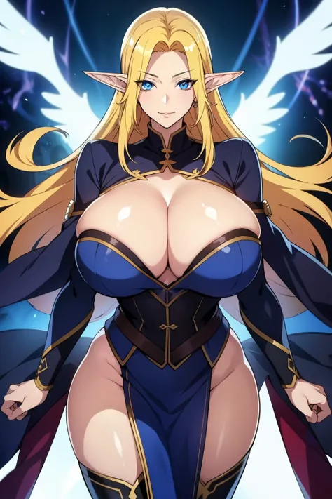 An anime-style artwork depicting Misery Stentrem from the game Youkoso Sukebe Elf no Mori E.

Tagisery Stentrem, anime, detailed eyes, detailed lips, blonde hair,  smiling expression, intense gaze, glowing emblem on hand, dynamic pose, mystical background,...