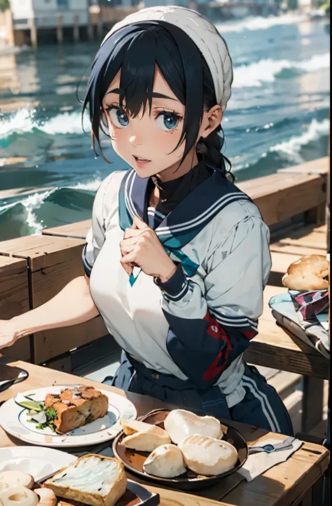 (table top, highest quality, 8k:1.2) table top, highest quality, 1 girl, (sea bread:1.3), topless, blush, embarrassing, Exhibitionism, beach, ,NSFW,beautiful,table top,pretty girl,very detailed and delicate,非常に細かくてbeautiful,beautiful and clear background, ...