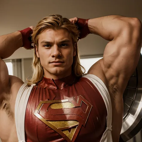 National hero,Superhero,superpower,Large muscle structure,Blonde hair