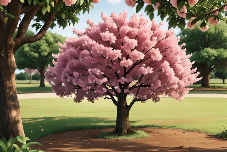 full size peach tree, full bloom, realistic, 8k