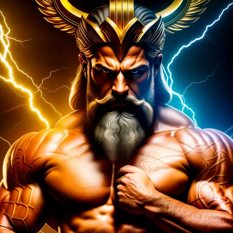 A meticulously crafted logo for Academic Athletics featuring the all-powerful Zeus, rendered in stunning detail. The logo showcases Zeus, the Greek god of thunder and lightning, exuding an aura of authority and strength. With a regal expression and piercin...