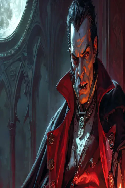 a close up of a man in a red coat holding a candle, count dracula, vampire lord, male vampire, dracula, victorian vampire, vampire portrait, handsome male vampire, male vampire of clan banu haqim, portrait of a vampire, morbius, kramskoi 4 k, carmilla vamp...