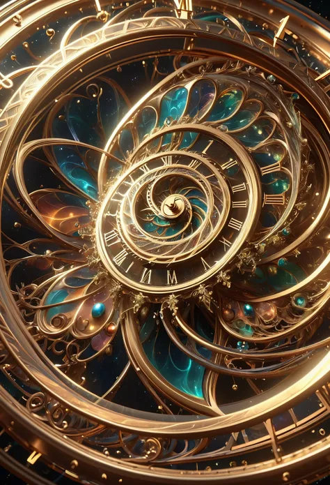 a close up of a clock with a spiral design on it, intricate artwork. octane render, ornate gilded cosmic machine, 4k highly deta...