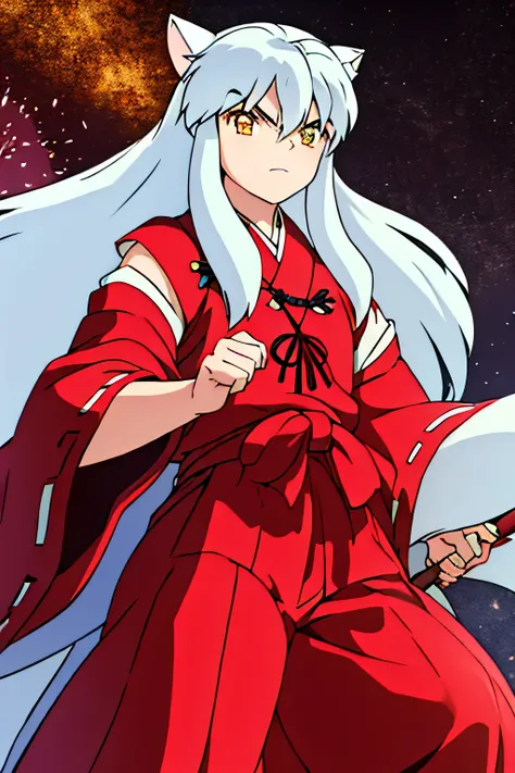 (masterpiece), best quality, expressive eyes, perfect face，inuyashamc, inuyasha, long hair, animal ears, white hair, male focus,...