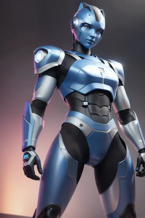 (ultra-realistic, high-definition, masterpiece:1.5), This robot with a blue avatar can be imaginatively drawn with intricate details and lifelike textures, /imagine --s2,
(Blue metallic robot:1.4), (Avatar:1.2), (Detailed robotic arms and legs:1.3), (Manif...