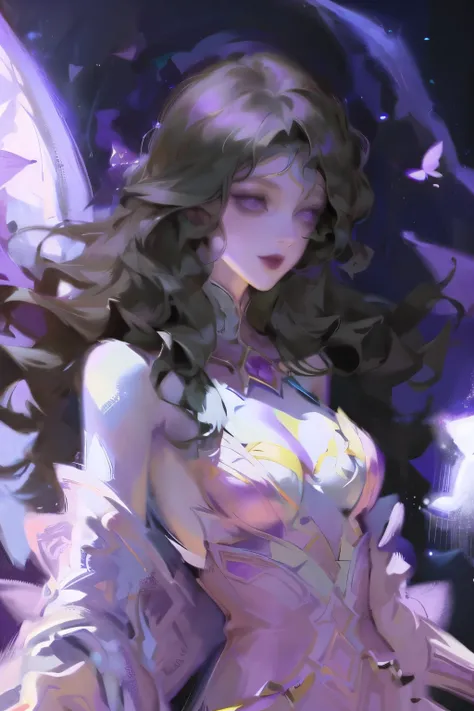 Image of Arafad woman wearing purple dress and butterfly wings,fairy tale core,light violet,princess of amethyst,Belle Defin,ball doll,deep purple,Fantasy dresses,Wear purple,Astral Fairy,purple skin color,Ethereal fairy tale,fantasy costumes,deep purple服装...