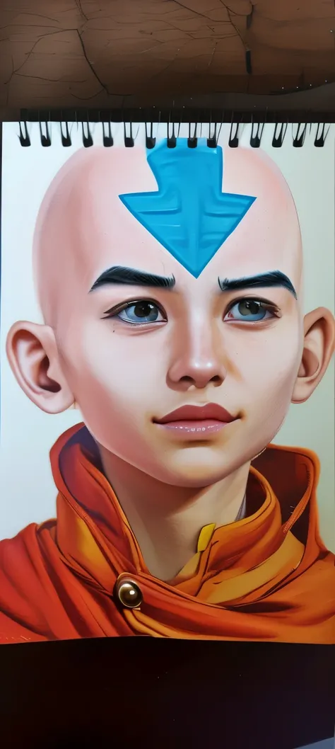 Realistic, perfect skin, no hair, avatar aang