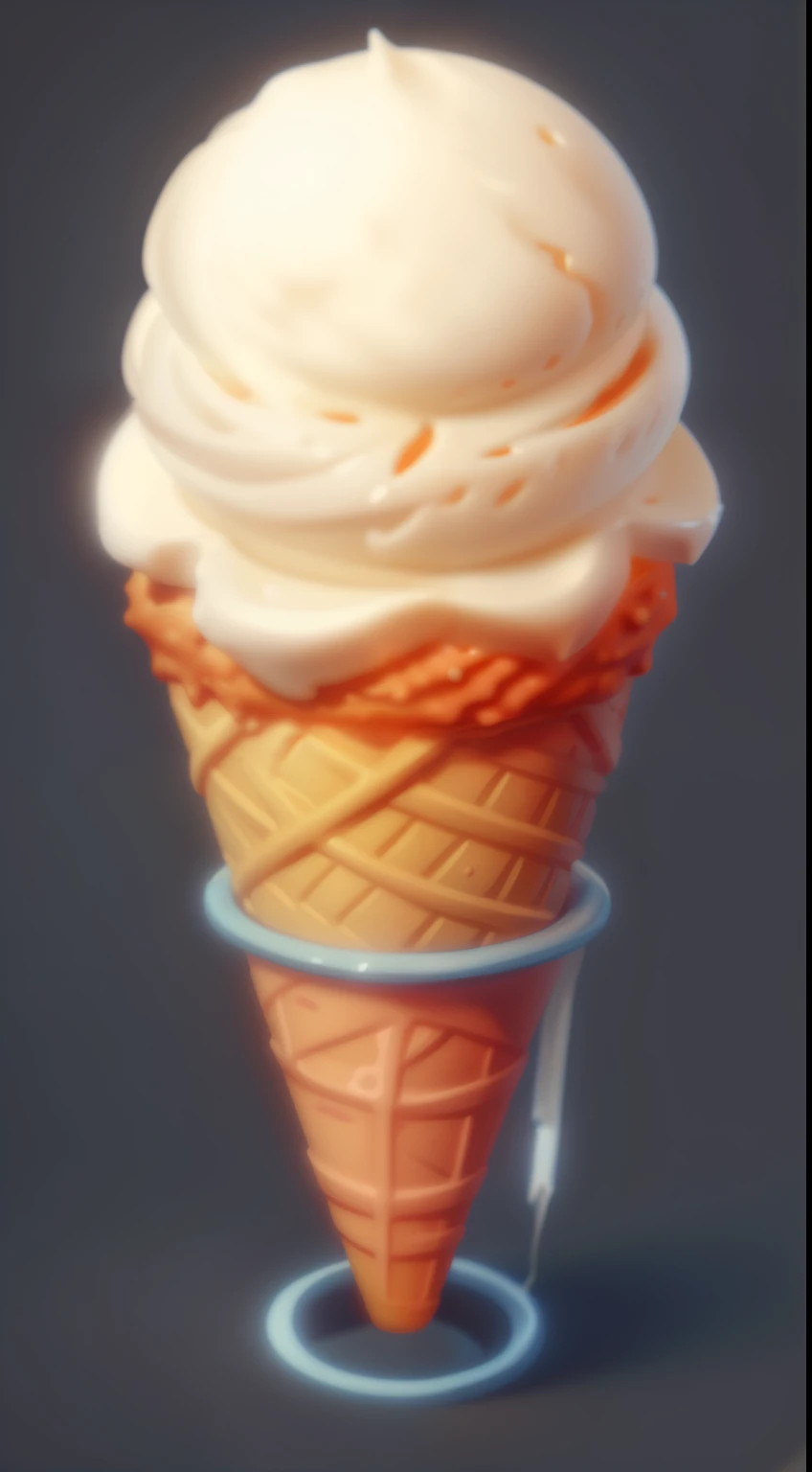 （High detail CG、Super delicate、best shade：1.1）,there is a picture of a ice cream cone with a cone on top, ice cream cone, ice cream, soft image shading, ice cream on the side, cone, very flat shading, smooth shading, soft shading, simple shading, ice cream...