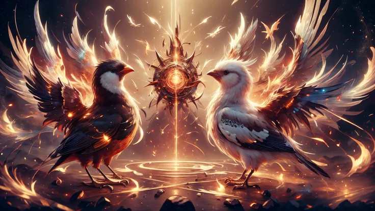 (master piece), 8k, best quality, magical melodic birds,